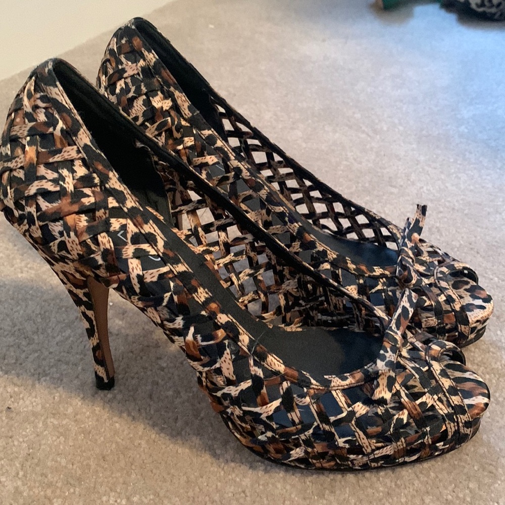 Animal Print Aldo Open Toe Satin Pumps size 39